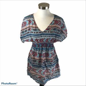 Ladies Xhilaration Print Tunic Blouse Size Medium‎